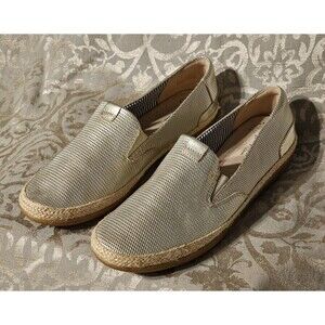 New Clarks Danelly Iris Champagne Leather Slip-on Loafer Shoes Women's Size 9.5